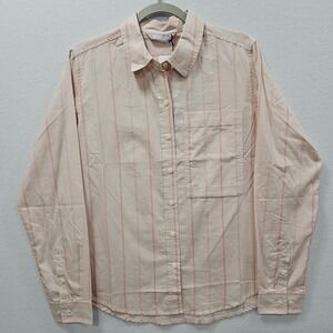 Stio Marion Dawn‎ Hue Womens M Pink Striped Long Sleeve Button Up Cotton Shirt